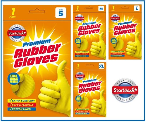 2430 - 1  Pair, Premium Rubber Gloves  - Assorted sizes