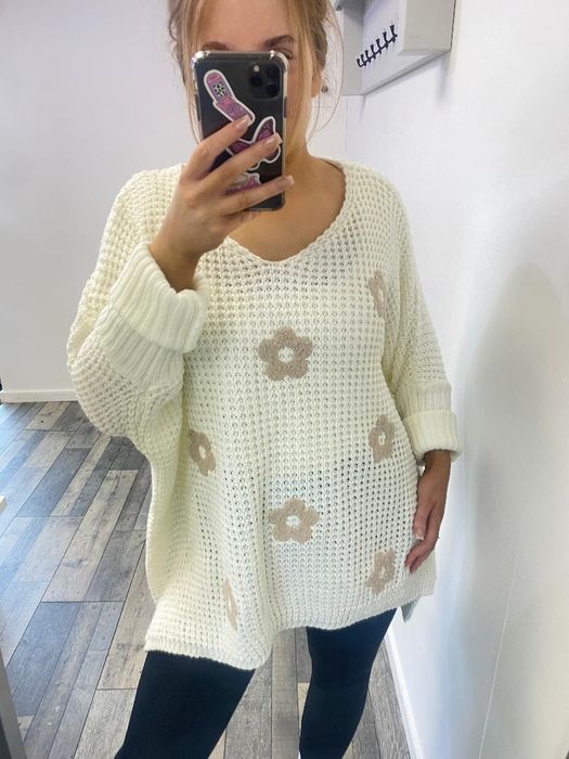 Applique Floral Chunky Knit Jumper