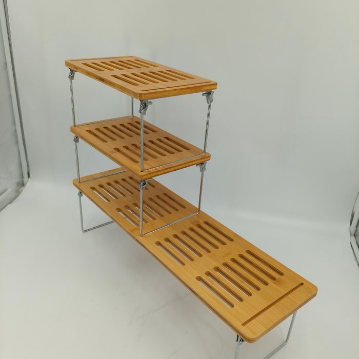 Bamboo foldable stackable shelf