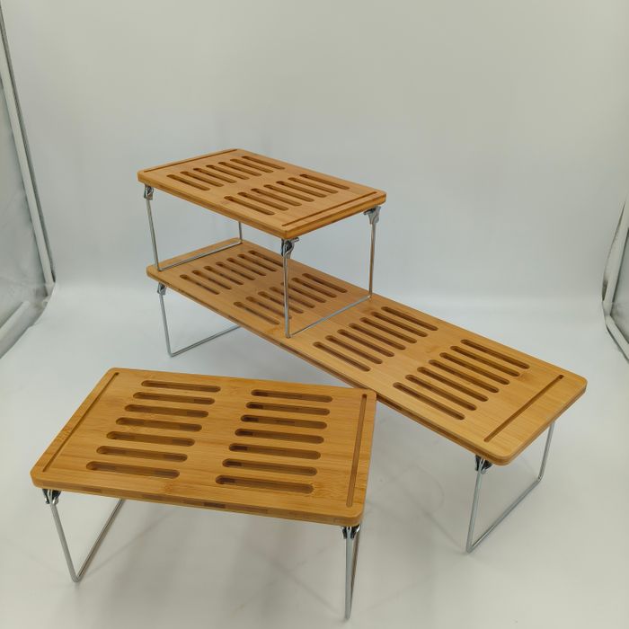 Bamboo foldable stackable shelf