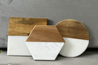 White Round Square Customization Engraving Cup Coaster Acacia Wood and Marble Coasters