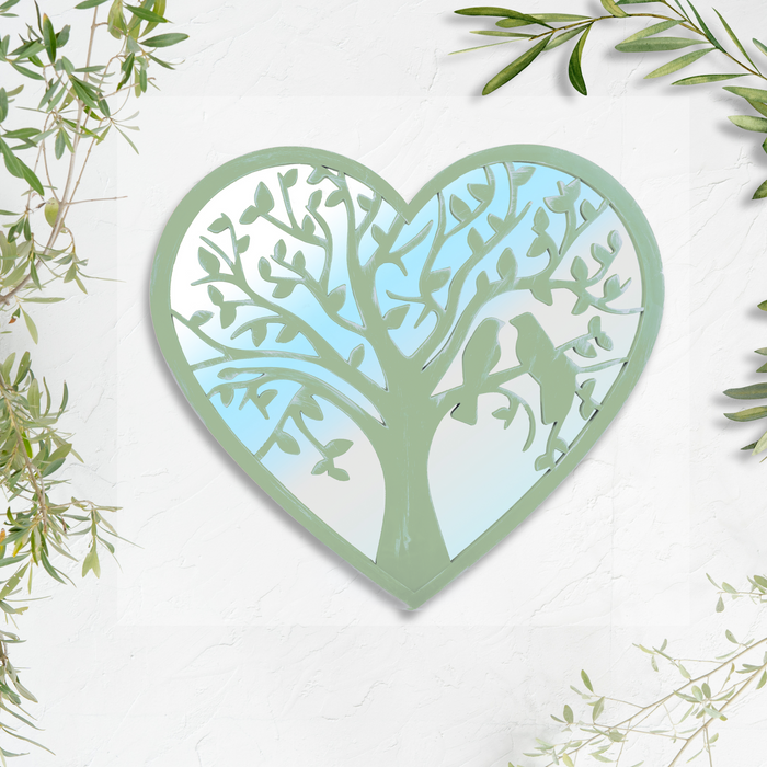 Sage Green Heart Mirror