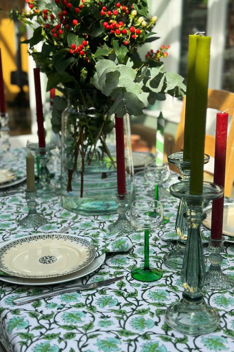 Turquoise & Green Climber Cotton Tablecloth