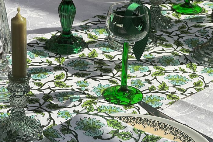 Turquoise & Green Climber Cotton Tablecloth