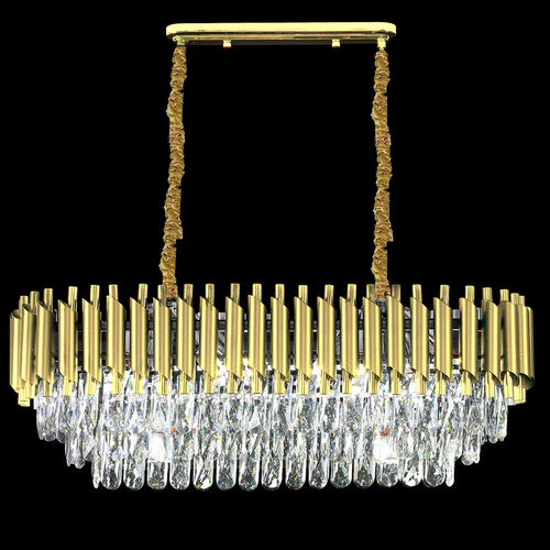 Large Gold Tiered Crystal Chandelier