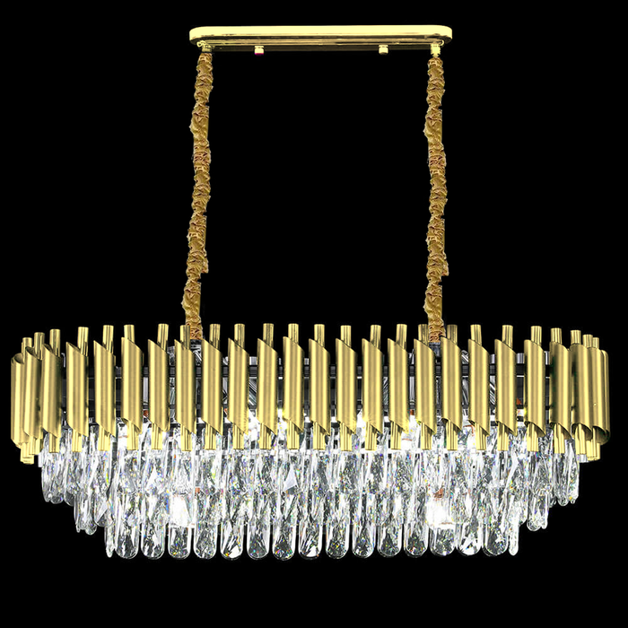 Large Gold Tiered Crystal Chandelier