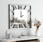 Square Plain Mirrored Roman Numeral Wall Clock