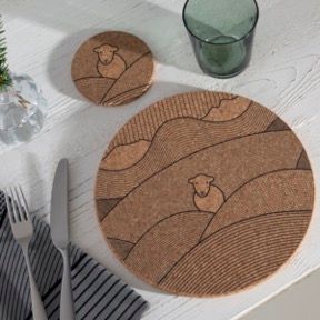 Line cork coasters and table mats (set of four each)