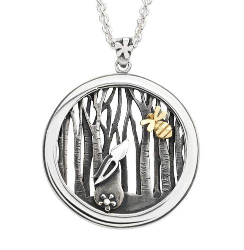 Silver and Gold Bunny and Bee Necklace