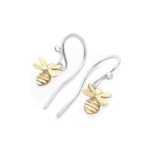Silver and Gold Bee Drop Earrings