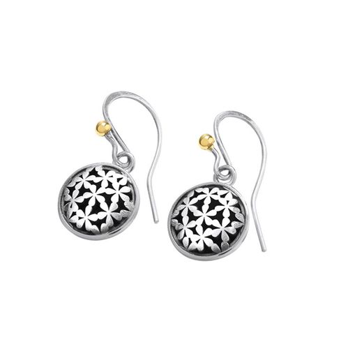 Silver and Gold Flower Drop Earrings