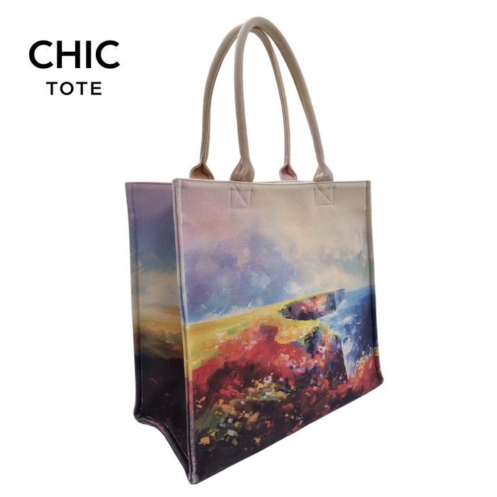 100% Artistic Premium Cotton Sustainable Tote Bag-Cliff of Moher