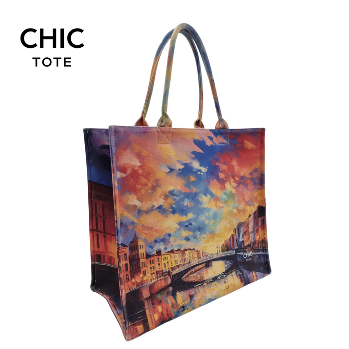 100% Artistic Cotton Tote Bag Sustainable Fashion-HA'PENNY BRIDGE