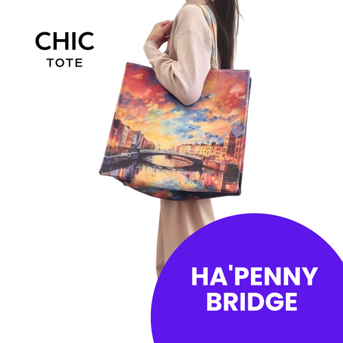 100% Artistic Cotton Tote Bag Sustainable Fashion-HA'PENNY BRIDGE