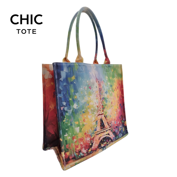 100% Artistic Cotton Tote Bag Sustainable Fashion-THE EIFFEL TOWER