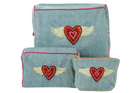 FLYING HEART DENIM WASH BAG