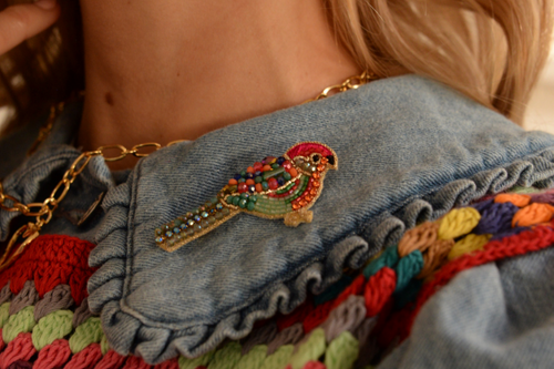 FOLK BIRD BROOCH