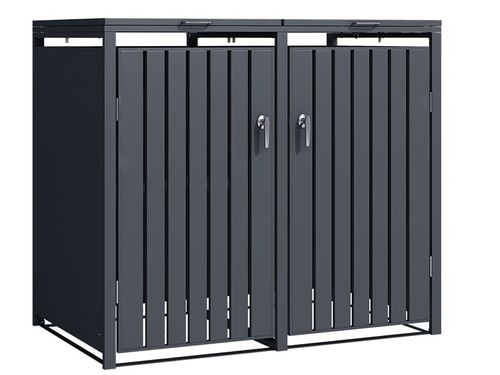 Anthracite Galvanised Steel Wheelie Bin Cover | Double