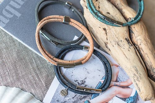 Sustainable Cork & Stainless Steel Bracelets