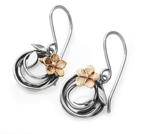 Silver and Gold Woven Flower Earrings