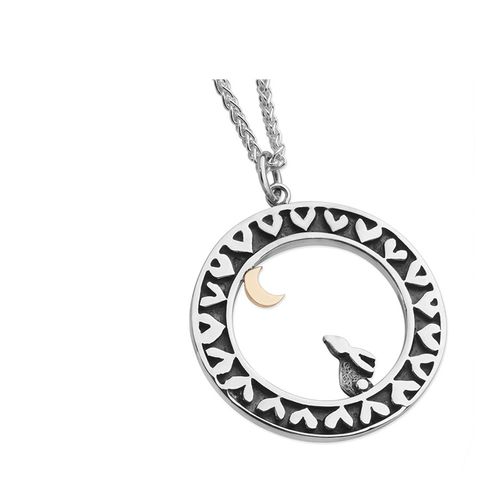 Silver and Gold Bunny and Moon Necklace