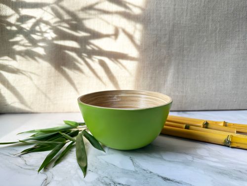 Solid lacquer bamboo bowls
