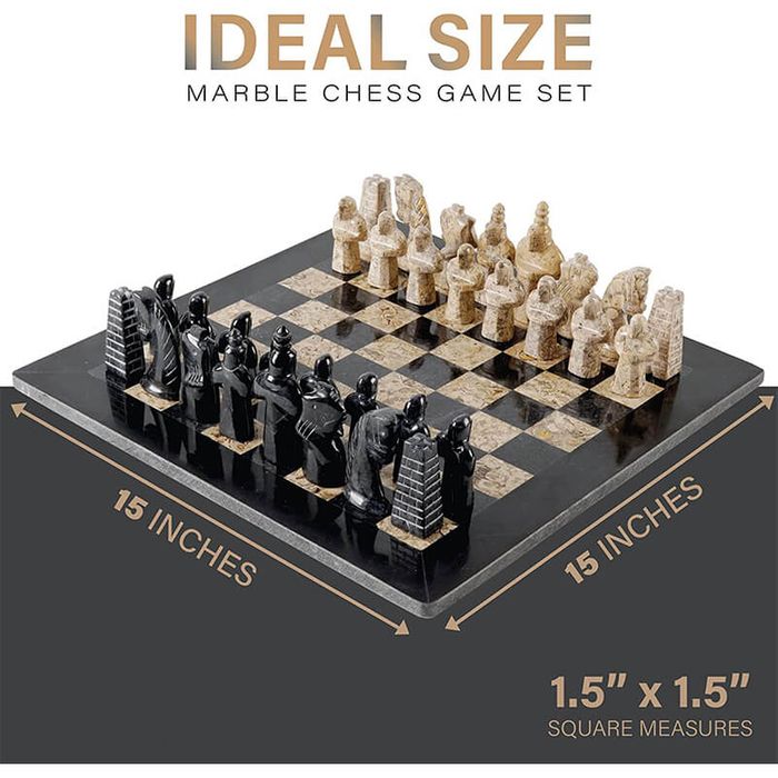 38cm/15in Special Edition Chess Set - Black & Coral
