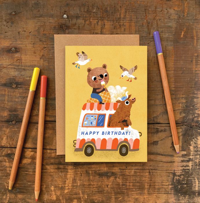 Birthday Ice Cream Van Greeting Card