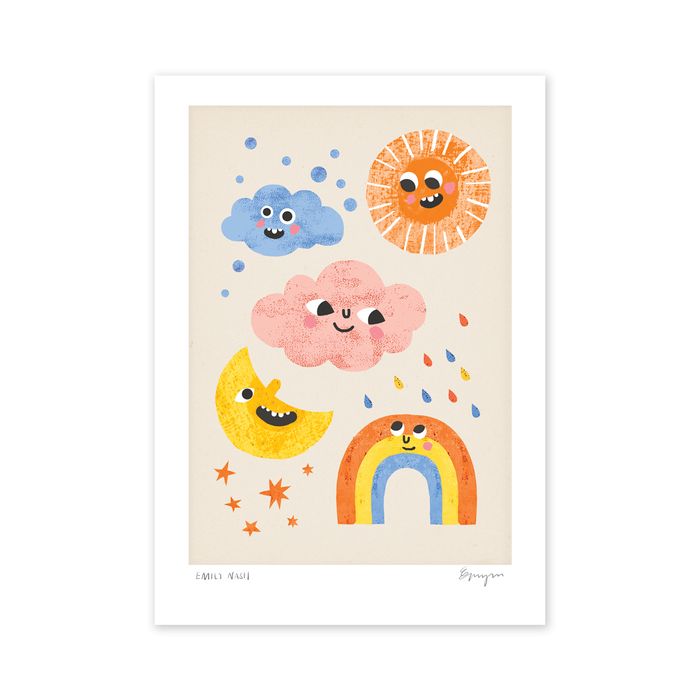 Weather Faces A4 Art Print