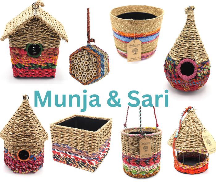 Munja & Sari Bird Nesters, Beehomes, Bird Feeders and Planters/Pot Covers