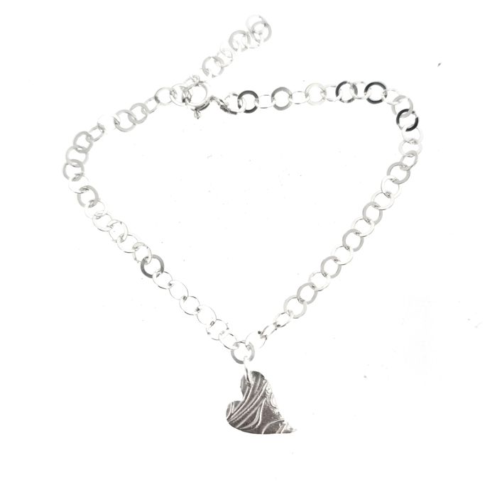 Silver Floral Heart Bracelet