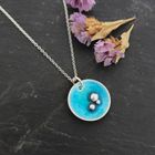 Silver & Turquoise Enamel Coastal Pendant Necklace