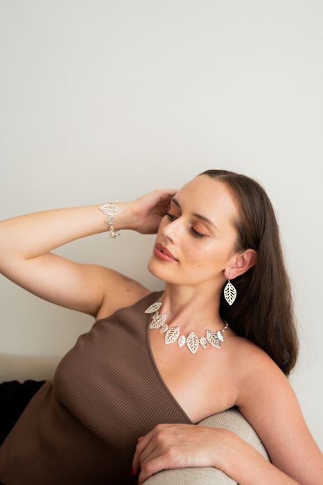 Sculptured Leaf Drop Earrings