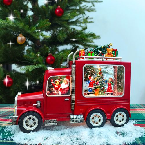 Christmas Led Glitter Water Spinning Truck With Santa