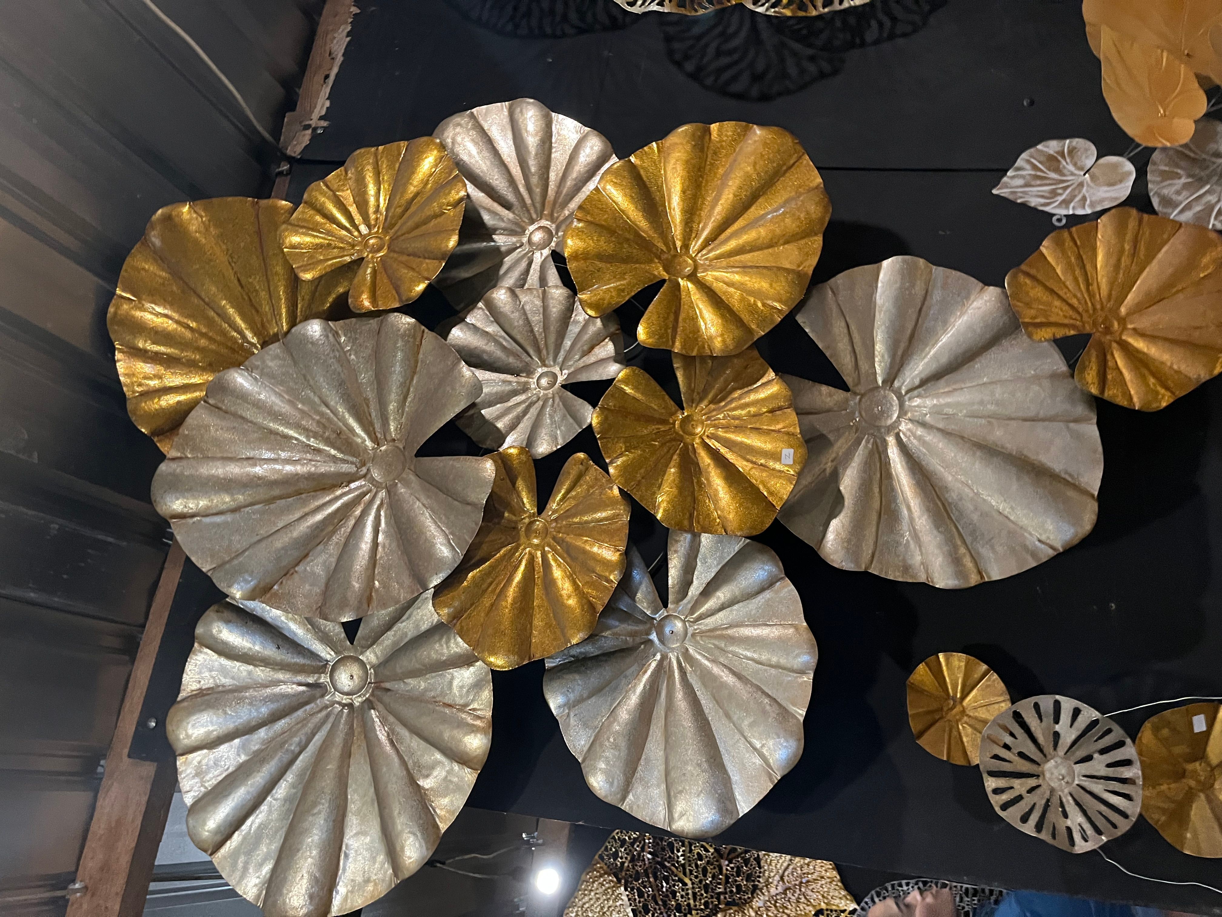Metal lotus leaf wall art