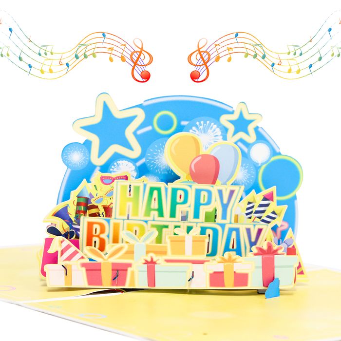 Happy Birthday Music and Light Pop Up Card