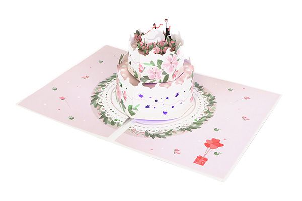 Wedding Cake Pop Up Music Card With Lights