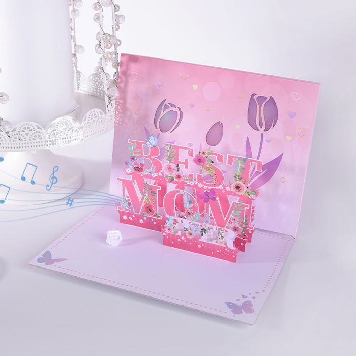 Musical Pop Up Card With Lights For Best Mom