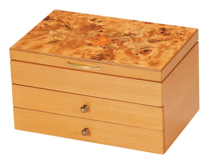 Floral Decal Wooden Jewel Cases