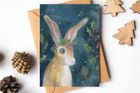 Holly Crown Hare - Festive Greeting Card
