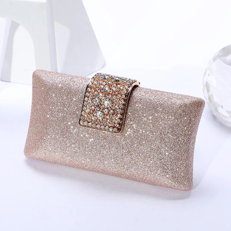 Rose Gold Crystal Glitter Clutch