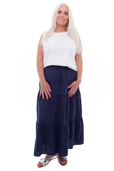 Linen Mix Tiered Skirt