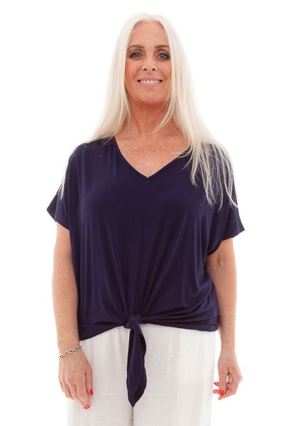 Bamboo Jersey Tie Front Top