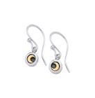 Gold Moon Silver Drop Earrings