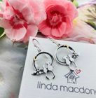 Cat and Dog Moonlight Friends Silver Earrings