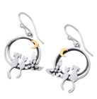Cat and Dog Moonlight Friends Silver Earrings