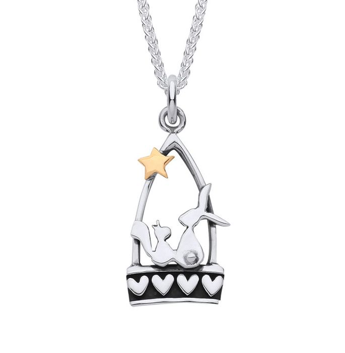 Hare and Squirrel Starlight Friends Silver Necklace