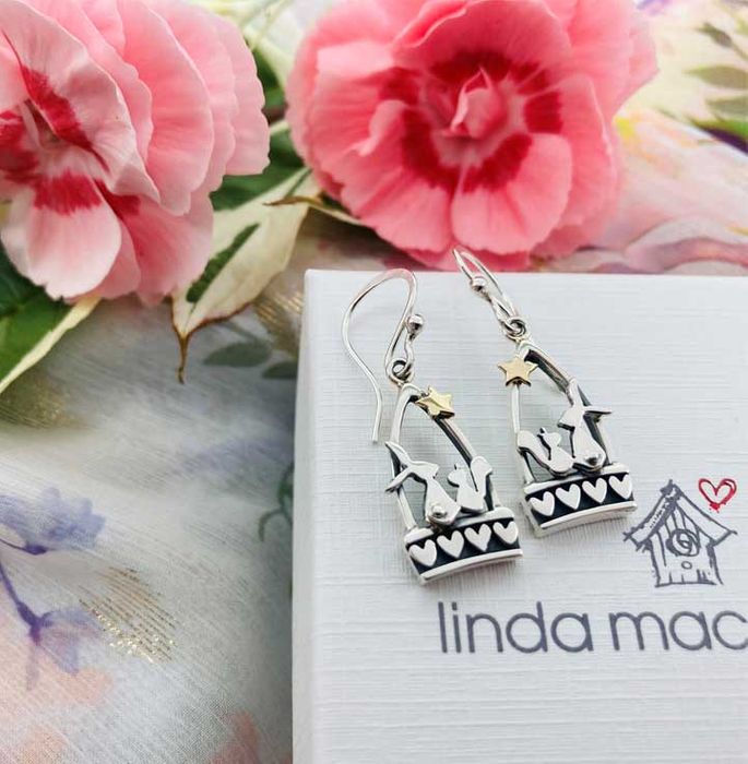 Hare and Squirrel Starlight Friends Silver Earrings