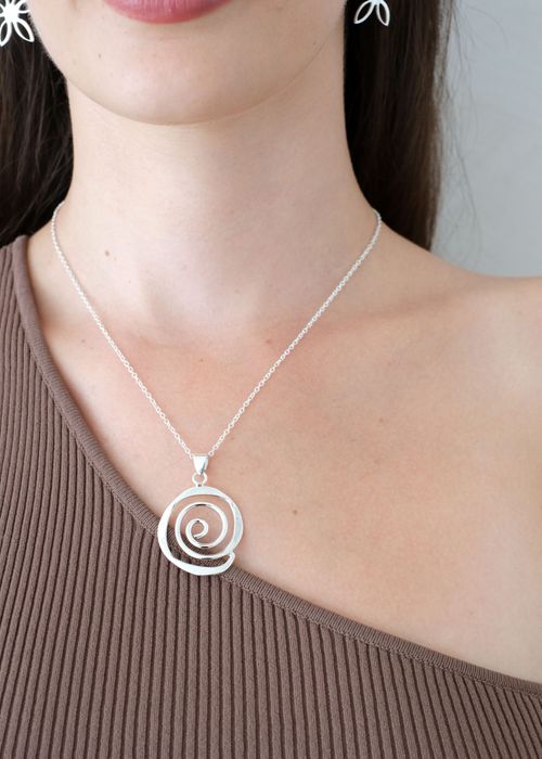 Sculptured Spiral Pendant Necklace
