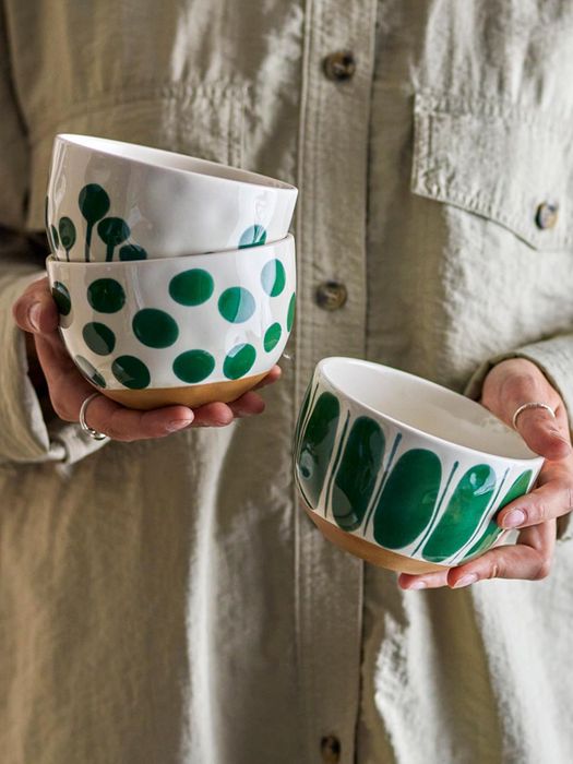 Linora Bowl, Green, Stoneware